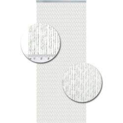 Vliegengordijnenexpert Milano vliegengordijn 92x210 cm transparant met witte draad op het kozijn