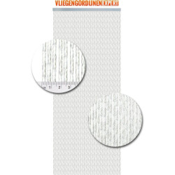 Vliegengordijnenexpert Milano vliegengordijn 100x240 cm transparant met witte draad op het kozijn
