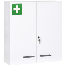 4goodz Medicijnkastje 2 deurs ehbo-kastje met slot rvs 18x55x60 cm -