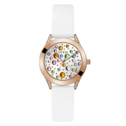 Guess Witte silicium horloge voor dames met mini wonderlust