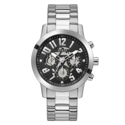 Guess Grijze rvs horloge met dubbel kalenderfunctie