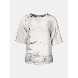 Mucho Gusto ® pailletten trui ecru zilver