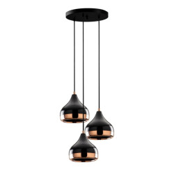 CaliCosy Hanglamp van zwart en koperkleurig metaal met bolvormige basis d37 cm yildo