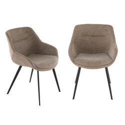 Signature Set van 2 bridge-fauteuils in taupekleurige stof l64 cm colombe