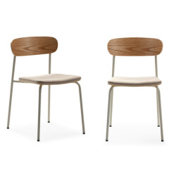 CaliCosy Set van 2 stoelen in stof met zwarte metalen poten l46 cm adriana