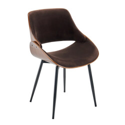Signature Set van 4 stoelen met walnootafwerking en bruine fluwelen zitting mannix