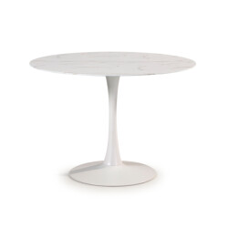 CaliCosy Ronde tafel met glazen blad in marmerlook l110 cm ada