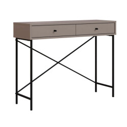 CaliCosy Console 2 lades kleur mokka en metalen poten l110 cm titan