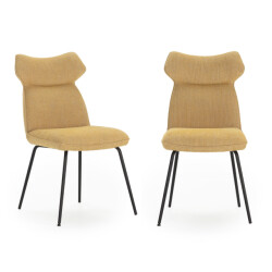 CaliCosy Set van 2 stoelen in stof met zwarte metalen poten l47 cm dara
