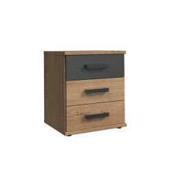 CaliCosy Ladenkast 3 laden eiken en grafietdecor l46 cm