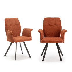 CaliCosy Set van 2 fauteuils in stof met zwarte metalen poten l62 cm mery