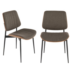 Signature Set van 2 stoelen in taupe gewatteerde stof h82,5 cm giselle