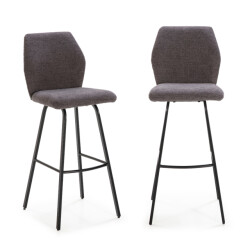 CaliCosy Set van 2 krukken in stof met zwarte metalen poten h75 cm pol