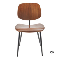 Signature Set van 6 stoelen met walnootafwerking olympia