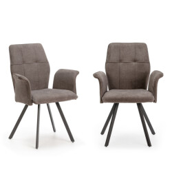 CaliCosy Set van 2 fauteuils in stof met zwarte metalen poten l62 cm mery