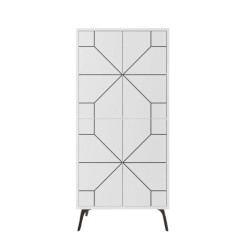 CaliCosy Buffet hoog 4 witte deuren met zwarte decoraties h136 cm dune