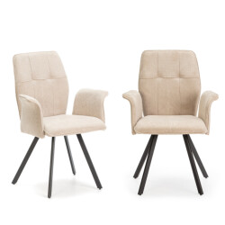 CaliCosy Set van 2 fauteuils in stof met zwarte metalen poten l62 cm mery