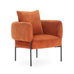 CaliCosy Fauteuil in stof met zwarte metalen poten l73 cm aruni
