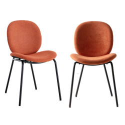 CaliCosy Set van 2 stoelen in stof met zwarte metalen poten l45 cm cori
