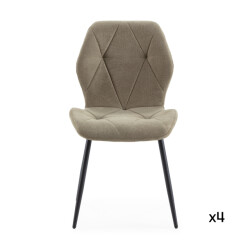 CaliCosy Set van 4 stoelen in stof met zwarte metalen poten l47,5 cm luna