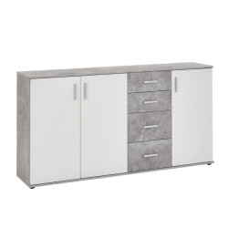 CaliCosy Buffet 3 deuren en 4 laden l160 cm beton en wit albi
