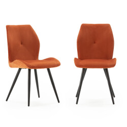 CaliCosy Set van 2 stoelen in stof met zwarte metalen poten l45 cm adaya