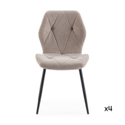 CaliCosy Set van 4 stoelen in stof met zwarte metalen poten l47,5 cm luna