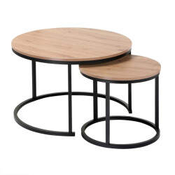 CaliCosy Set van 2 nestende ronde salontafels l70 cm