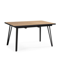 CaliCosy Uitschuifbare tafel van 140 tot 180 cm met zwarte metalen poten cleo