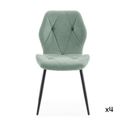 CaliCosy Set van 4 stoelen in stof met zwarte metalen poten l47,5 cm luna