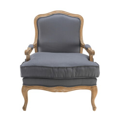 CaliCosy Fauteuil van massief eikenhout en stof l74 cm louis xv
