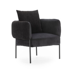 CaliCosy Fauteuil in stof met zwarte metalen poten l73 cm aruni