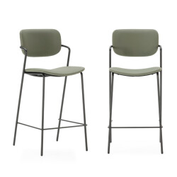 CaliCosy Set van 2 krukken met zwarte metalen poten h66 cm maika