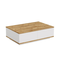 CaliCosy Rechthoekige salontafel met 1 klepdeur in wit en atlantische den l90 cm