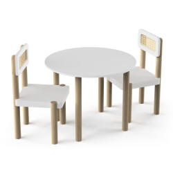 CaliCosy Set tafel & stoelen wit l60 cm ochna