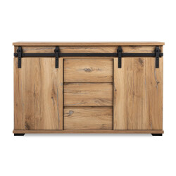CaliCosy Buffet 2 schuifdeuren en 3 centrale lades l140 cm manzano
