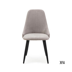 CaliCosy Set van 4 stoelen in stof met zwarte metalen poten l50 cm mani