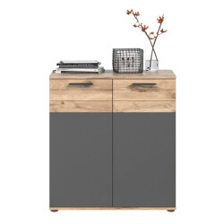 CaliCosy 2-deurs dressoir in antracietgrijs en nox eik l80 cm mason
