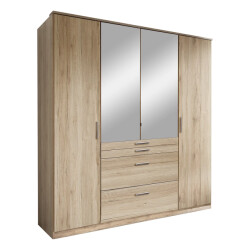 CaliCosy Kast met 4 deuren waarvan 1 spiegel, 4 laden l180 cm