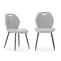 CaliCosy Set van 4 stoelen in stof met zwarte metalen poten l48 cm muli