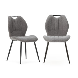 CaliCosy Set van 4 stoelen in stof met zwarte metalen poten l48 cm muli