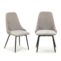 CaliCosy Set van 2 draaibare stoelen in stof met zwarte metalen poten l50 cm elma