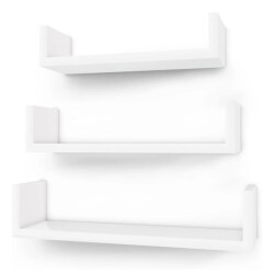 CaliCosy Set van 3 moderne wandplanken glanzend wit