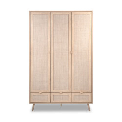 CaliCosy Kast 3 deuren 3 lades en 2 kledingkasten l120 cm rotanprint bali