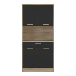 CaliCosy Buffet hoog 4 deuren 1 lade, eiken en zwart decor l83 x h176 cm dolce