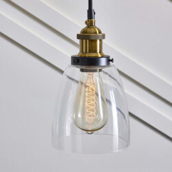Signature Plafondlamp met glazen kap en fitting in gouden messing afwerking