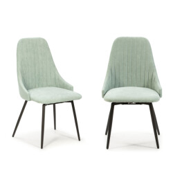 CaliCosy Set van 2 draaibare stoelen in stof met zwarte metalen poten l50 cm elma