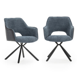 CaliCosy Set van 2 fauteuils in stof met zwarte metalen poten l62 cm mariel