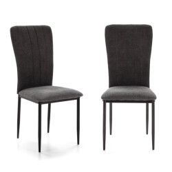 CaliCosy Set van 4 stoelen in stof met zwarte metalen poten l43 cm holly