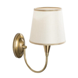 CaliCosy Wandlamp van antiek bronskleurig metaal en stof h31 cm pardo